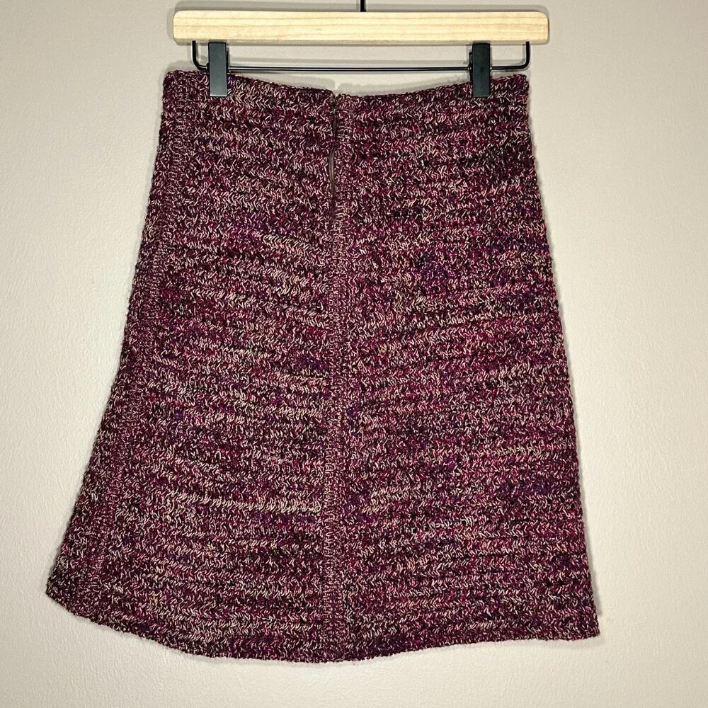 Women's 40 (10) Prada Burgundy & Tan Thick Knitted Pencil Skirt Stretch - Picture 3 of 5
